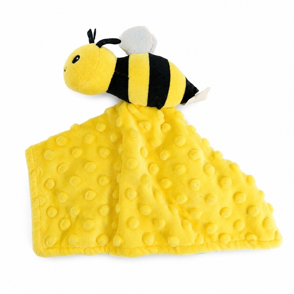Walmart Bumble Bee Lovey Security Blanket Minky Dot Gingham Yellow Blue Baby